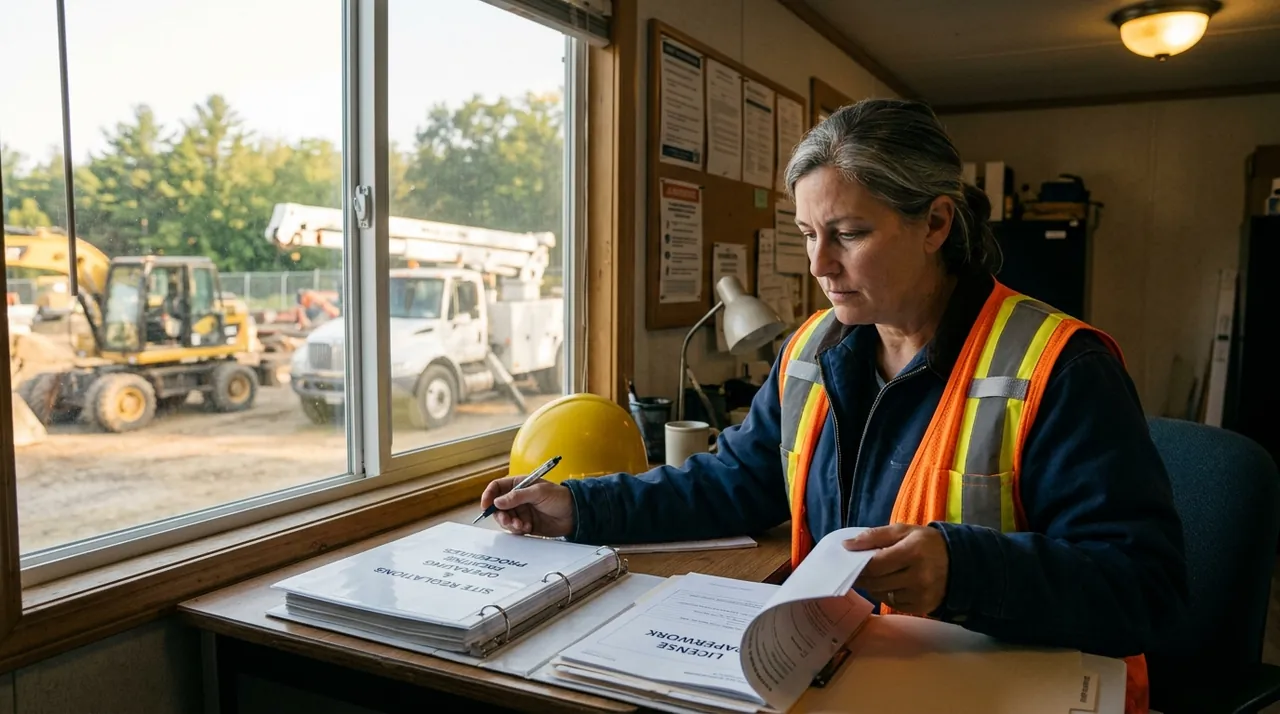 2A/1C — Penalties, Renewal & Operator Responsibility (Excavating Machinery & Hydraulic Boom-Truck Hoisting).