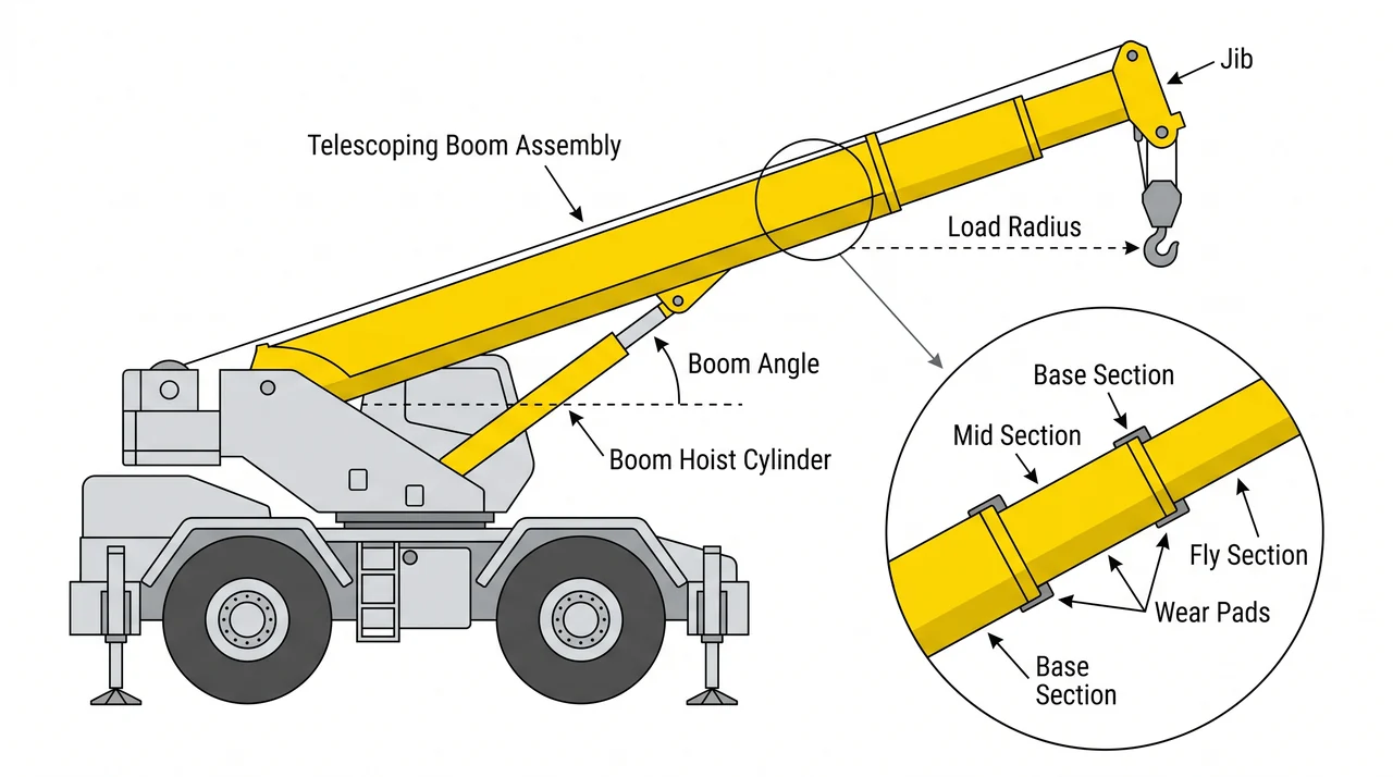 The telescoping boom and its reach — 1B Telescoping-Boom Cranes (Wire Rope).