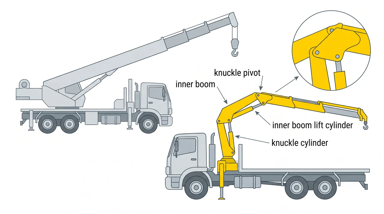 Articulating booms and the knuckle joint — 1C Hydraulic Telescoping & Articulating Boom Cranes.