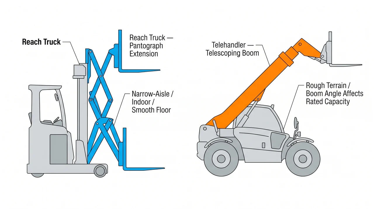 Reach trucks and telehandlers: when the standard design does not fit — 1D Industrial lift trucks.