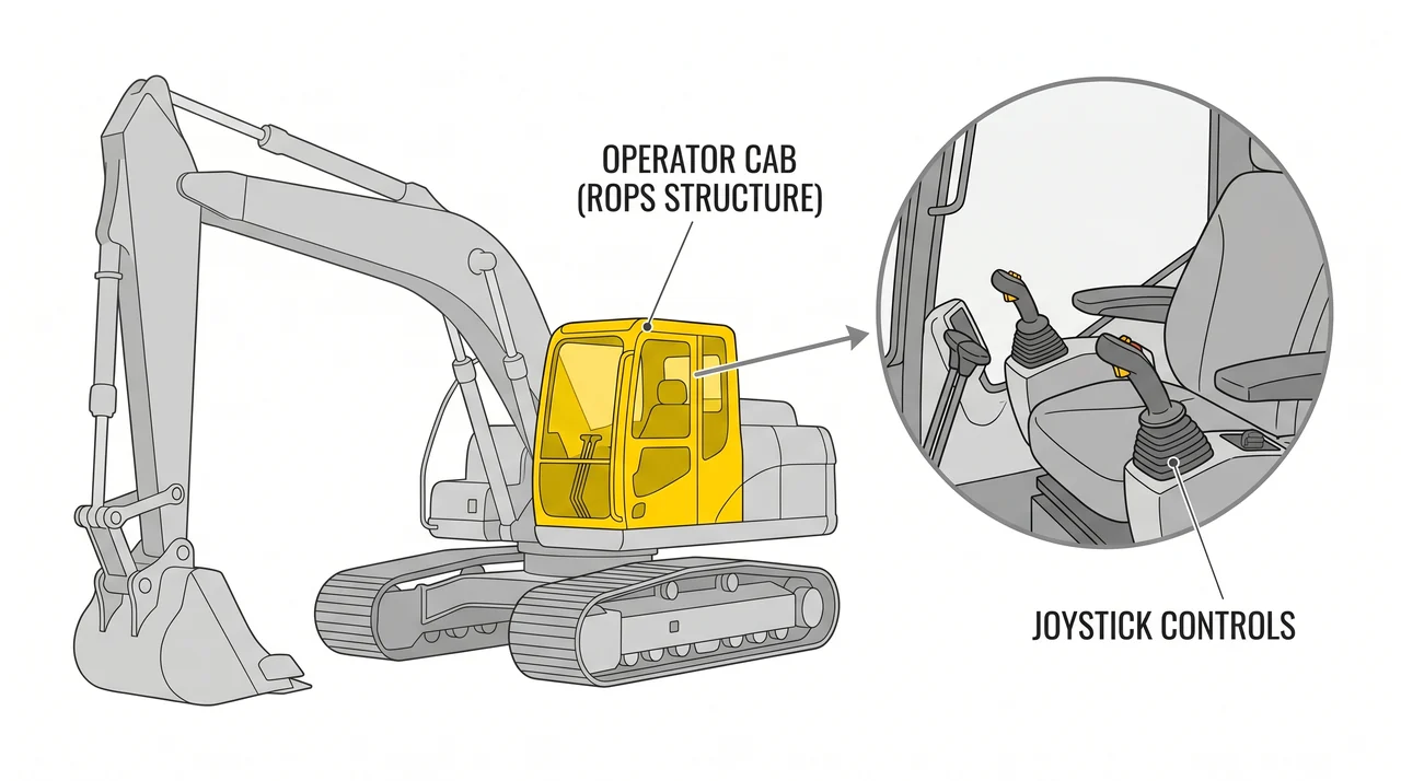 The cab: protection, controls, and visibility — 2A Excavating Machinery.
