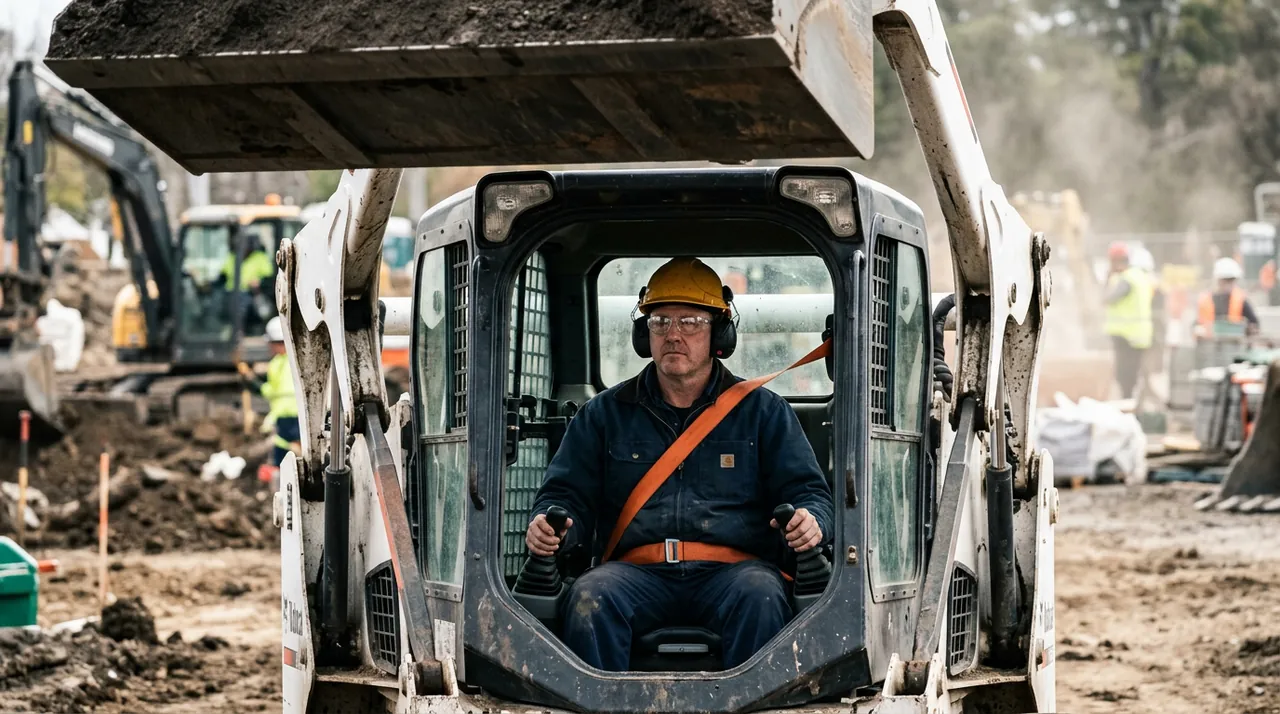 Seat belt, reverse alarm, and rollover risk — 2A Excavating Machinery.