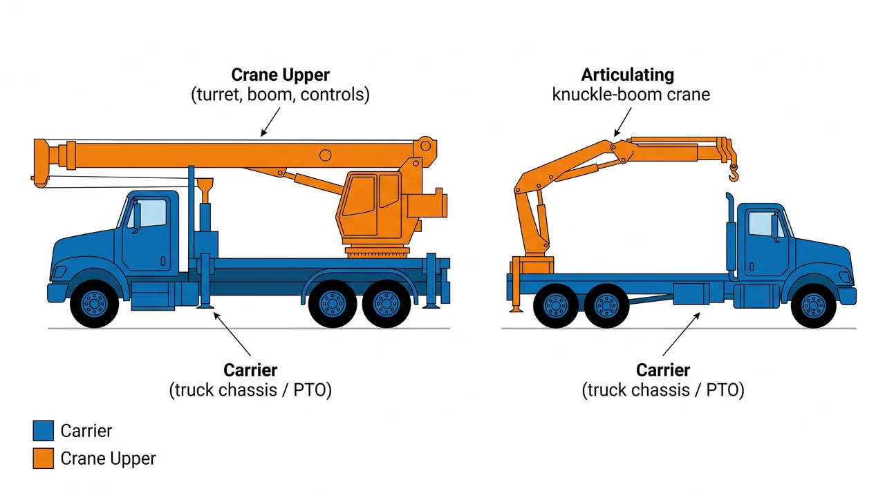 Carrier and crane upper: the two-assembly foundation — 2A/1C Excavating Machinery & Hydraulic Boom-Truck Hoisting.