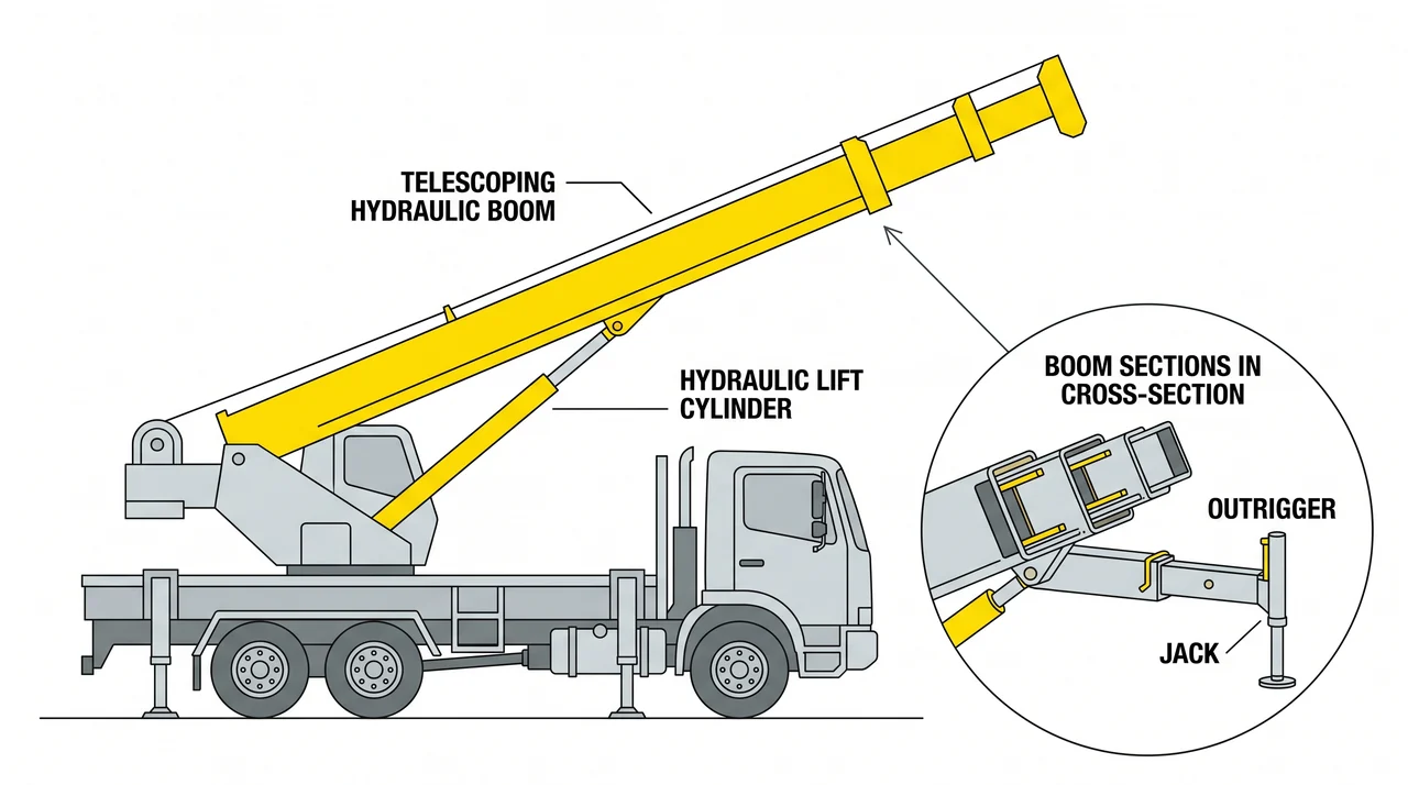 Telescoping versus articulating booms — and why 1C has no hoist line — 2A/1C Excavating Machinery & Hydraulic Boom-Truck Hoisting.