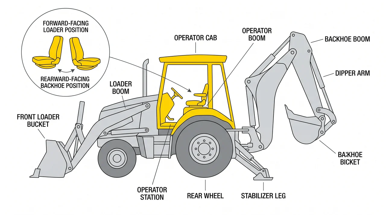 The tractor base and seat-reversal station — 2B Backhoe Loaders (Loader/Backhoe Combination).
