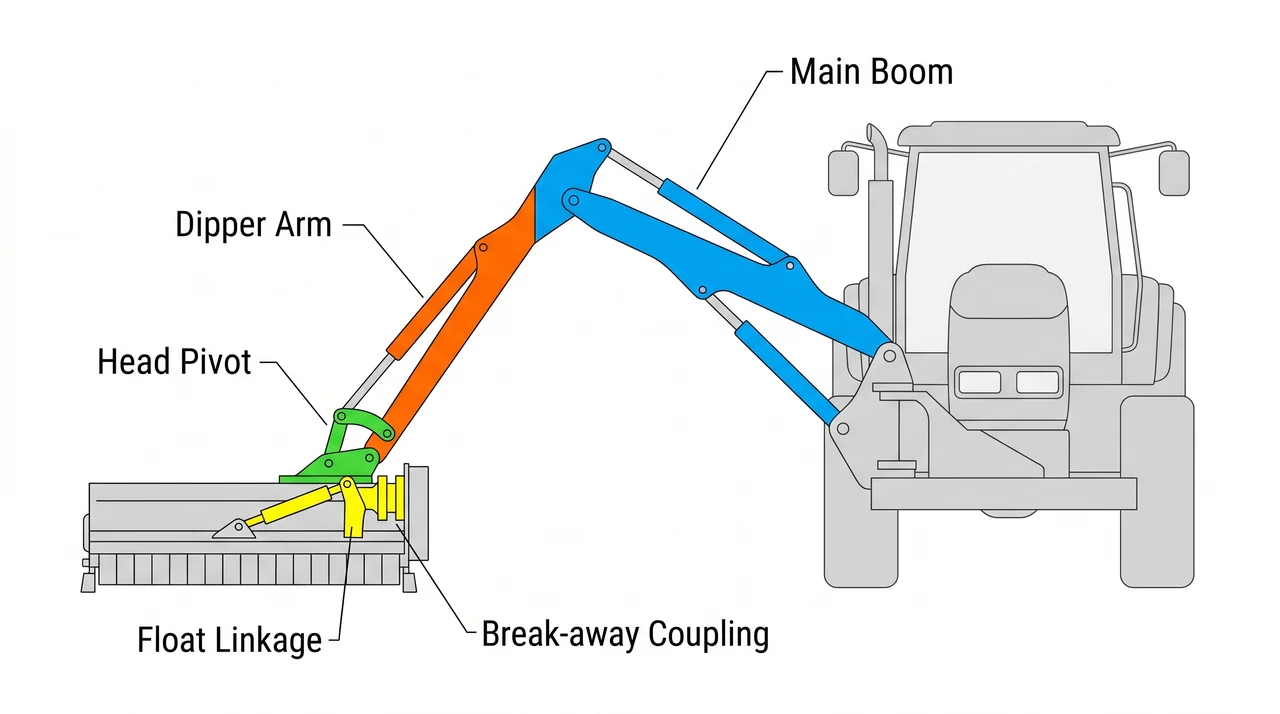 The Articulating Boom Arm: Reach, Joints, and What They Make Possible — 4G Specialty Side-Boom Mowers.